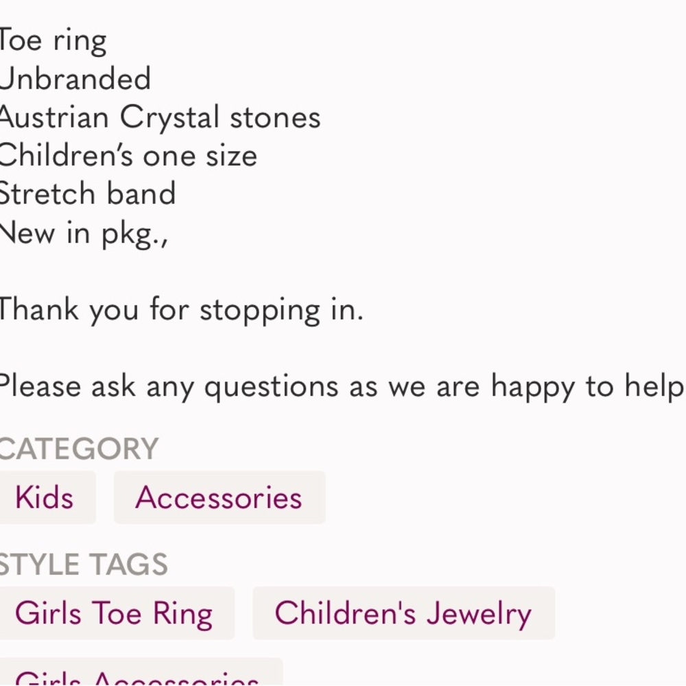 Pink Flower Australian crystal toe ring adjustable stretchy new - Picture 5 of 5